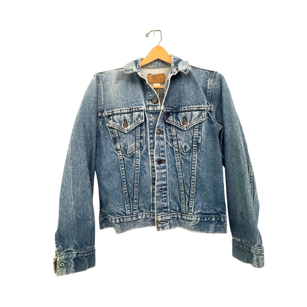 Vintage 70s Levi's Trucker Jacket Shashiko Cotton Denim Small